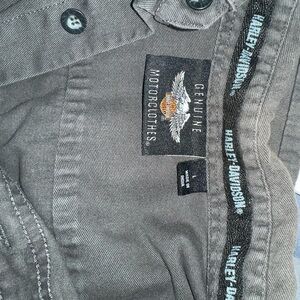 Harley-Davidson Charcoal Gray Button-Front Shirt with Logo Trim
